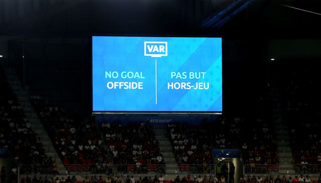 The VAR screen shows that Ellen White's goal against the US at the World Cup had been ruled out