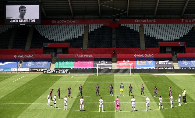 Swansea and Leeds observed a minute’s silence in honour of Jack Charlton