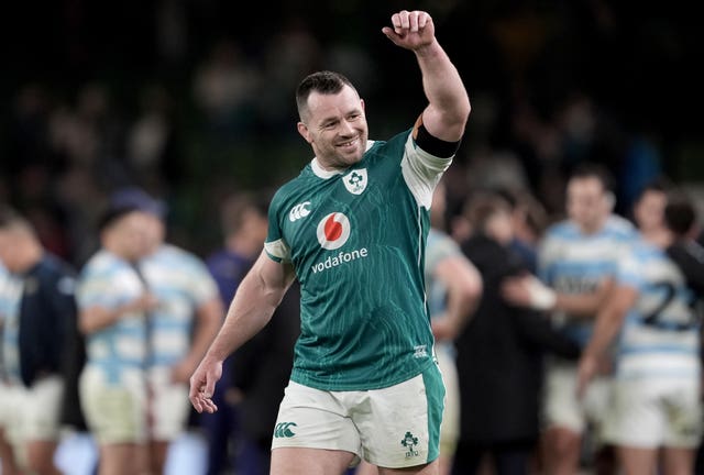 Ireland prop Cian Healy celebrates victory over Argentina