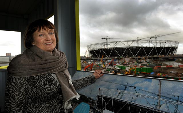 Olympics Minister Tessa Jowell stands in front of the Olympic Park in Stratford, London (Anthony Devlin/PA)