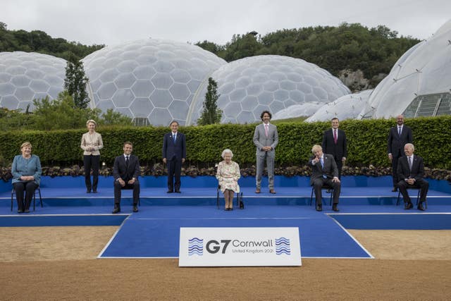 The Queen with G7 leaders in Cornwall (Jack Hill/The Times/PA)