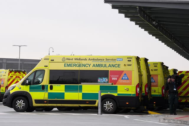 Ambulances outside Midland Metropolitan University Hospital, Smethwick