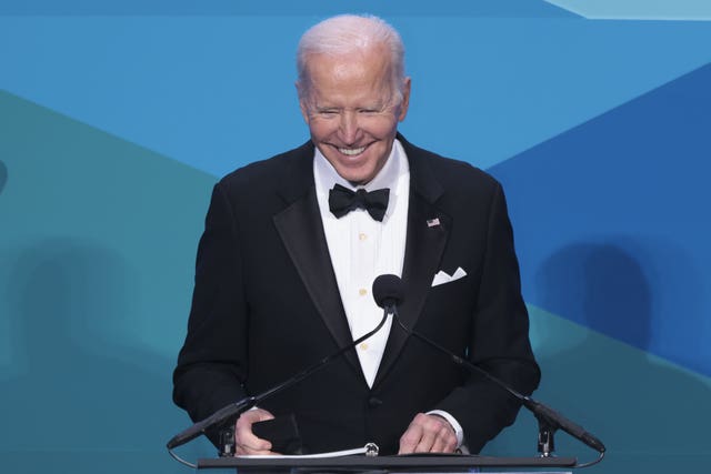 US president Joe Biden speaks at the Ireland Funds 30th National Gala at the National Building Museum in Washington DC 