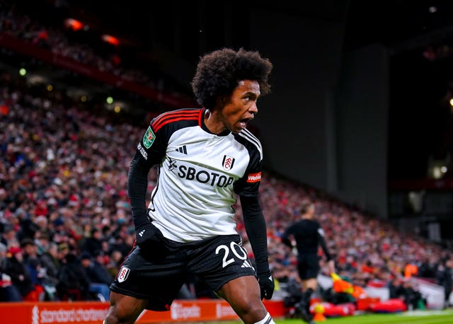 Fulham’s Willian had given his side the lead in the first-leg defeat at Liverpool