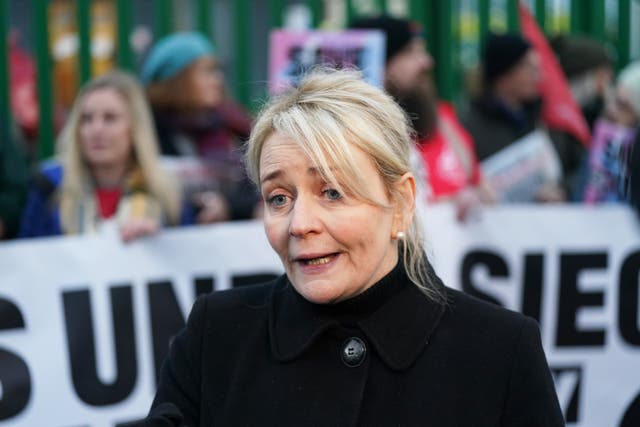 Unite union general secretary Sharon Graham has listed demands for the King's Speech (Jacob King/PA)