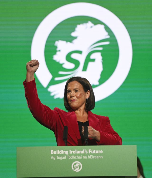 Mary Lou McDonald delivers her keynote speech during her party’s Ard Fheis