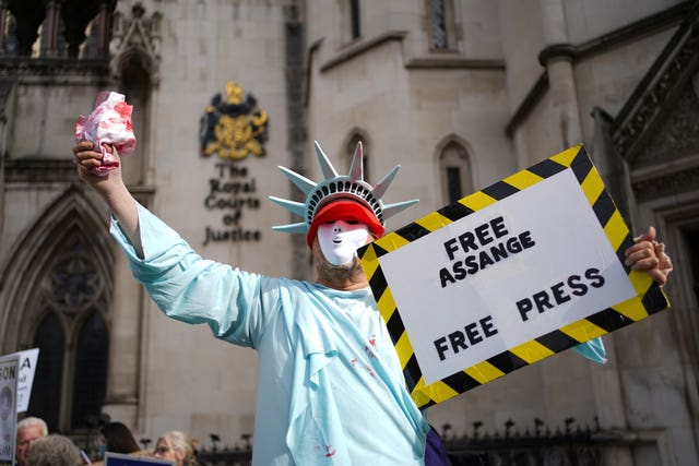 A demonstrator at the High Court