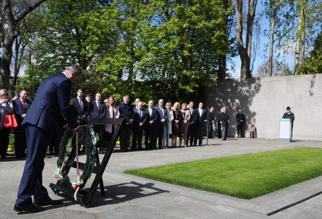 Micheal Martin lays a wreath during the annual Fianna Fail 1916 Easter Rising commemoration (Brian Lawless/PA)