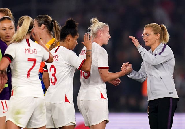 Wiegman (right) has been in charge of the Lionesses since last September (John Walton/PA).