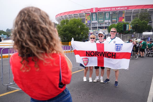 England fans outside the stadium in Mexico City 