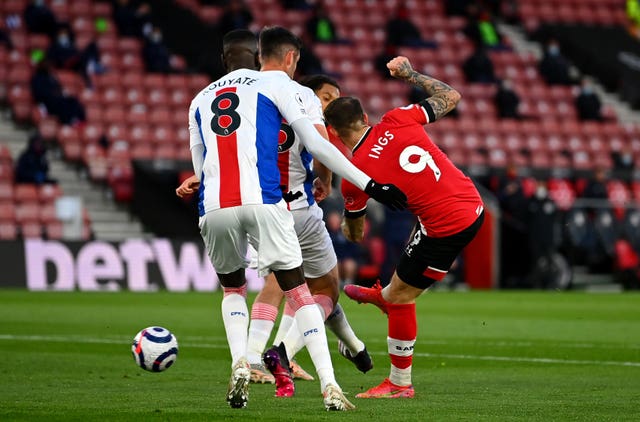 Danny Ings, right, equalises against Crystal Palace