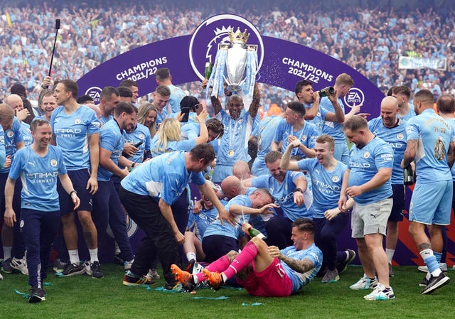 Manchester City were crowned Premier League champions on Sunday (Martin Rickett/PA)