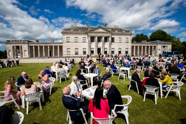 The royal couple attended a garden party at Castle Coole