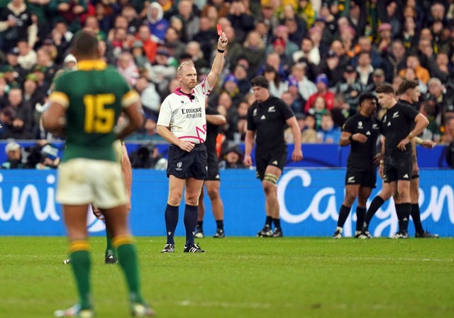 All Blacks captain Sam Cane was the first player to be sent off in the men's Rugby World Cup final