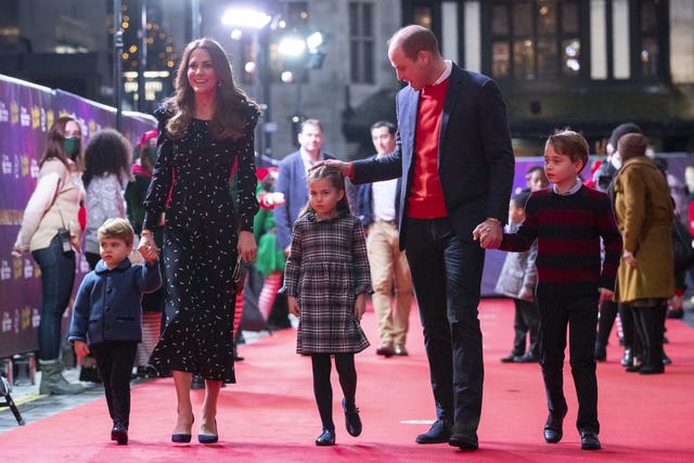 The Duke and Duchess of Cambridge with their children, Prince Louis, Princess Charlotte and Prince George (Aaron Chown/PA)