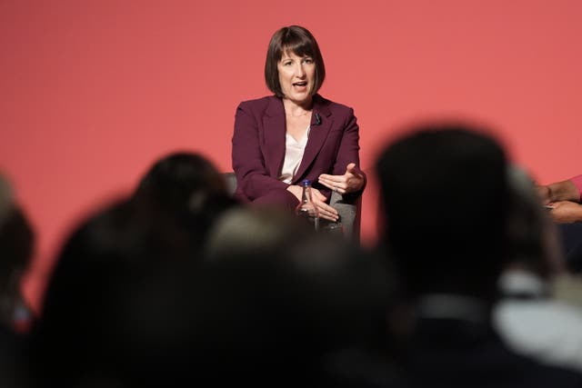 Chancellor Rachel Reeves in front of a blurred out audience at the Labour Party Conference in Liverpool