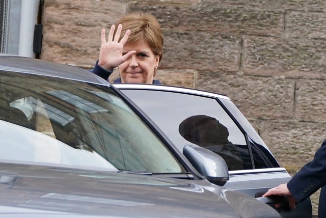 First Minister Nicola Sturgeon leaving Bute House in Edinburgh by the back door after her resignation speech 