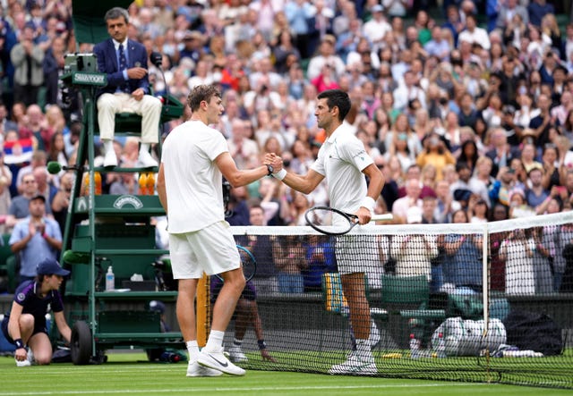 Jack Draper, left, played Novak Djokovic at Wimbledon in 2021 