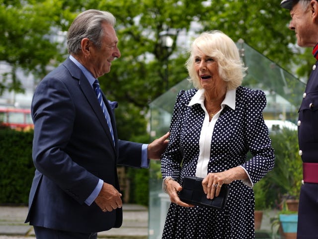 Camilla being greeted by Alan Titchmarsh