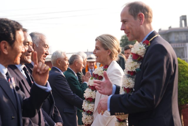 The Duke and Duchess of Edinburgh speaking to members of The King’s Gurkha Orderly Officers MVO