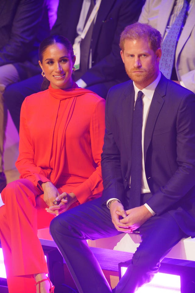 The Duke and Duchess of Sussex attend the One Young World 2022 Manchester Summit at Bridgewater Hall, Manchester, during their visit to the UK in 2022