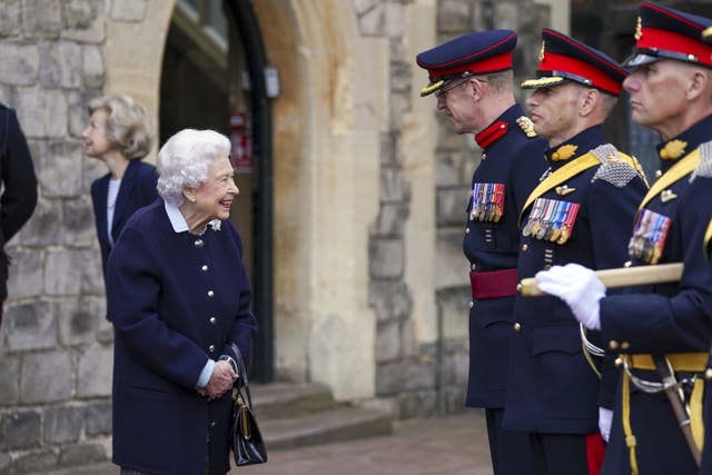The Queen meets members of the Royal Regiment of Canadian Artillery at Windsor Castle (Steve Parsons/PA)