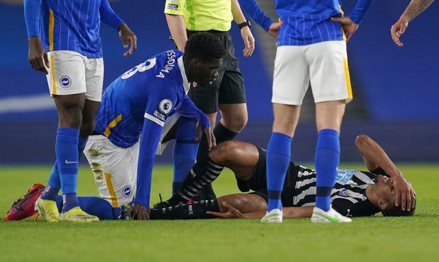 Hayden suffered the injury following a challenge with Brighton's Yves Bissouma 