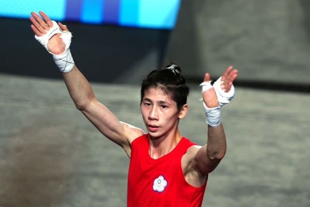 Lin Yu-ting celebrates her Olympic semi-final win