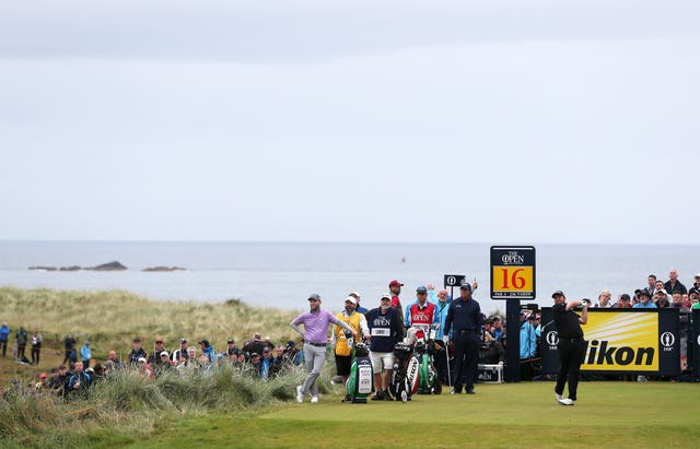 The Republic Of Ireland’s Shane Lowry tees off the 16th during day two of The Open Championship 2019 at Royal Portrush Golf Club