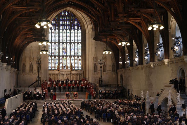 The King and his Queen Consort at Westminster Hall (