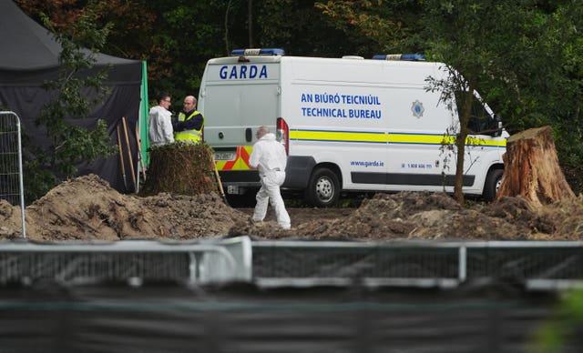 Members of the Garda Technical Bureau and a van at the scene in Donabate 