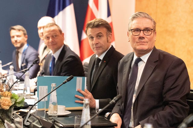 Sir Keir Starmer with leaders at a trilateral meeting at the Munich Security Conference