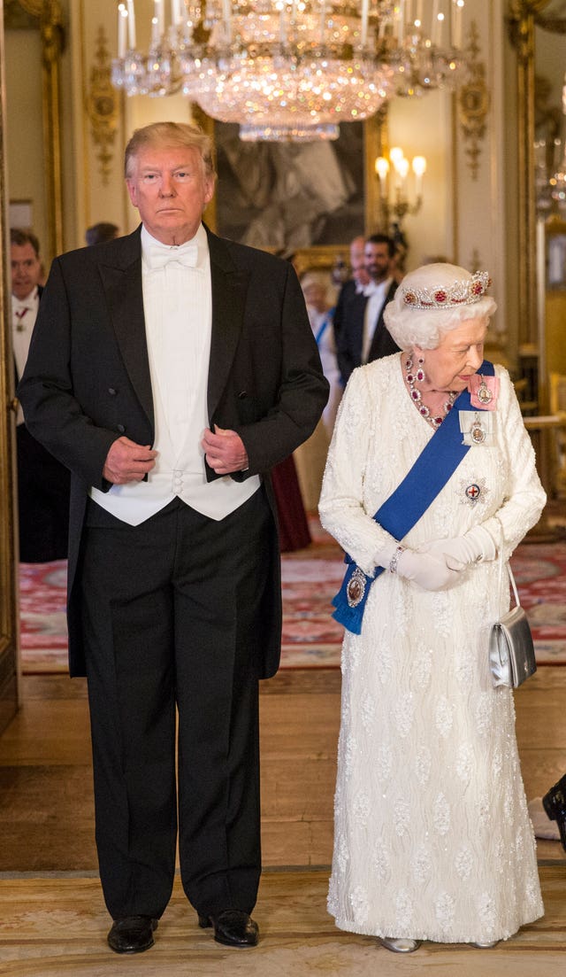 Donald Trump and the late Queen Elizabeth II at the state banquet