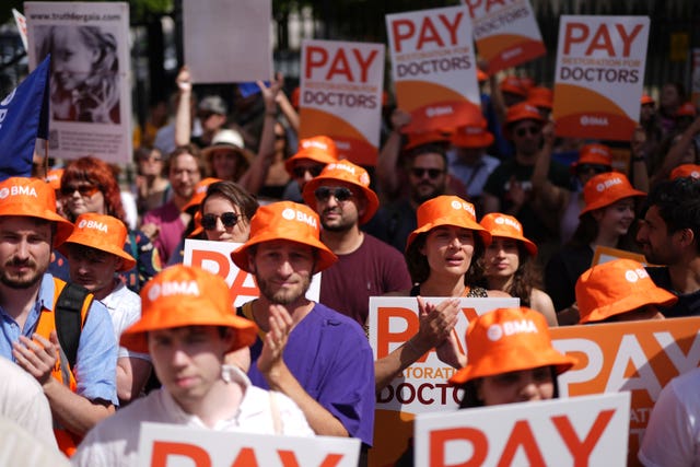 Resident doctors protesting opposite Downing Street in June 2024