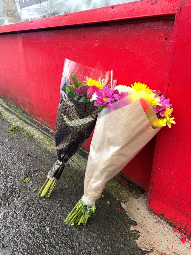 Floral tributes left at the scene in Bradford city centre