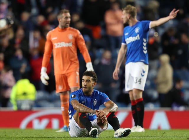 The Rangers players were left frustrated at the final whistle after missing out on the win