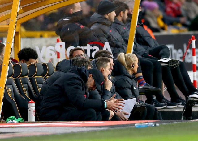 Liverpool manager Jurgen Klopp appears dejected during his side's 3-0 loss at Wolves (Barrington Coombs/PA).