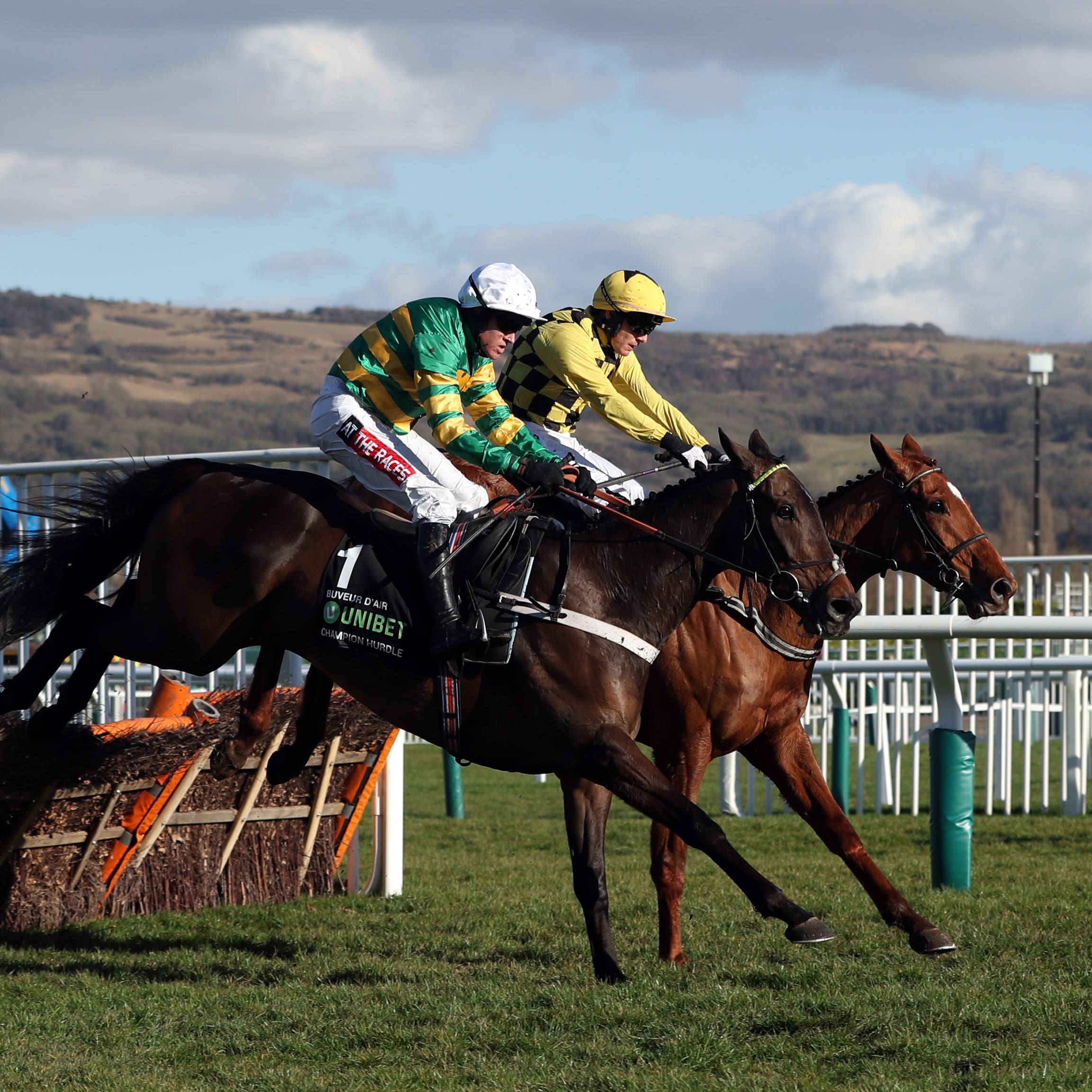 Buveur D’Air (front) on his way to winning the Unibet Champion Hurdle at Cheltenham last year