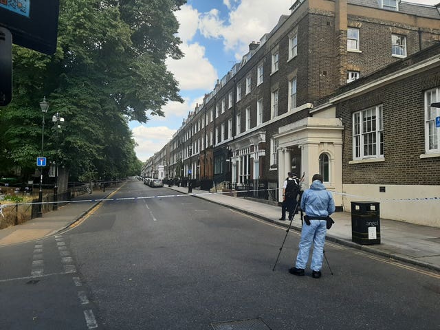 Police at the scene in Highbury Fields