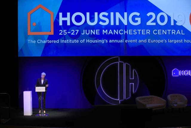 Prime Minister Theresa May speaks at the Chartered Institute of Housing Conference at the Exchange Auditorium in Manchester