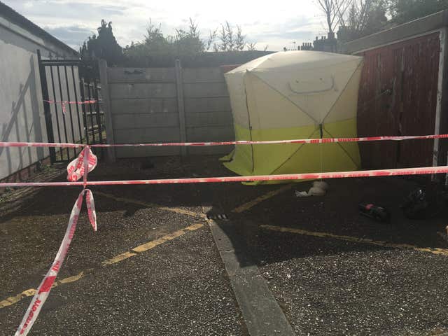 A police forensic tent on Sparsholt Road in Barking (Thomas Hornall/PA)