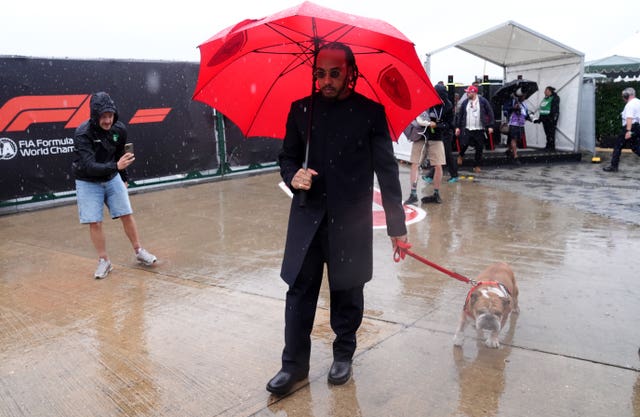 Lewis Hamilton pictured with Roscoe at the British Grand Prix 