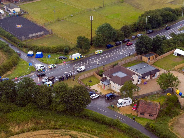 Aerial view of the scene at Ufton Lane, near Sulhamstead, Berkshire 