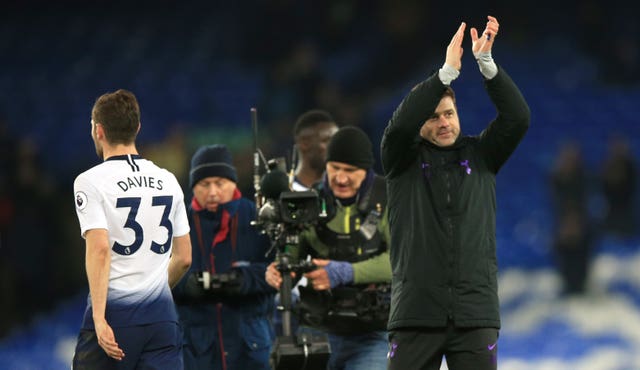 Tottenham manager Mauricio Pochettino applauds the fans after his side''s emphatic victory (Peter Byrne/PA).