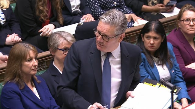 Prime Minister Sir Keir Starmer speaking during Prime Minister&rsquo;s Questions 