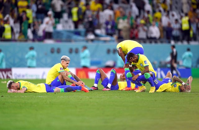 Brazil players react after defeat to Croatia
