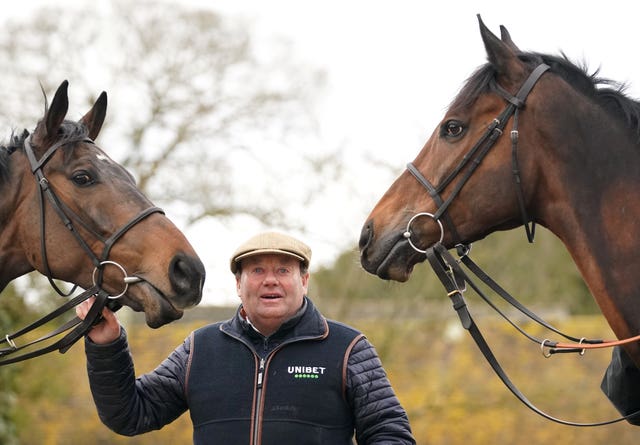 Nicky Henderson with Constitution Hill (left) and Jonbon
