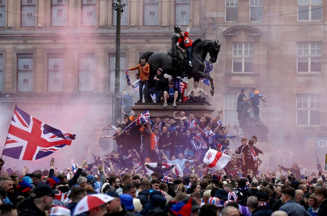 Around 15,000 Rangers fans gathered in Glasgow