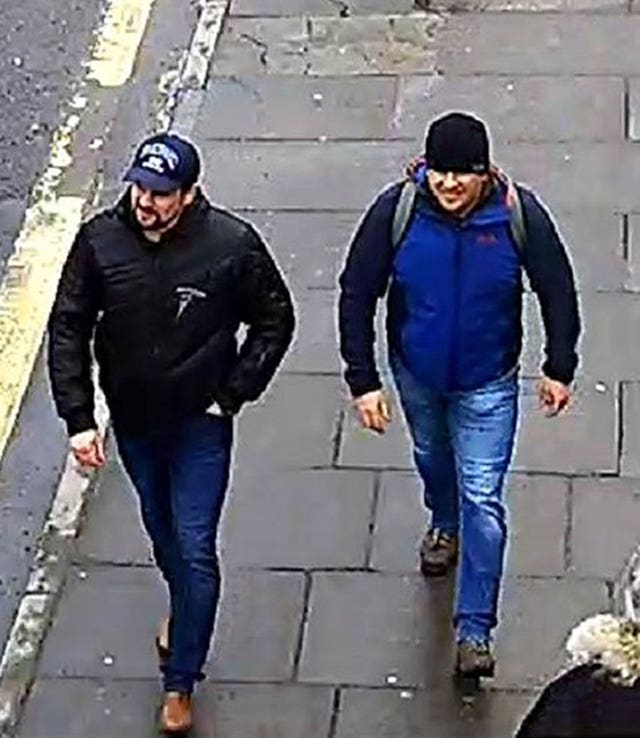 A CCTV still of Ruslan Boshirov and Alexander Petrov on Fisherton Road, Salisbury at 1.05pm on March 4 2018. 