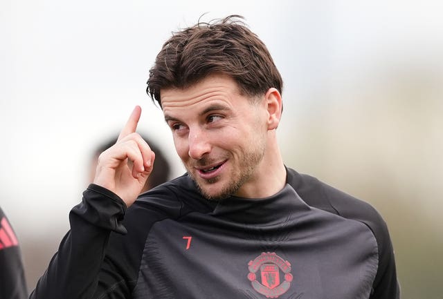 Manchester United’s Mason Mount during a training session on Wednesday